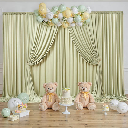 10 ft x 10 ft Wrinkle Free White Backdrop Curtains for Wedding Parties, Polyester Photography Backdrop Drapes for Birthday Parties Stage Backdrop Stand, 2 Panels 5x10FT Background Curtains
