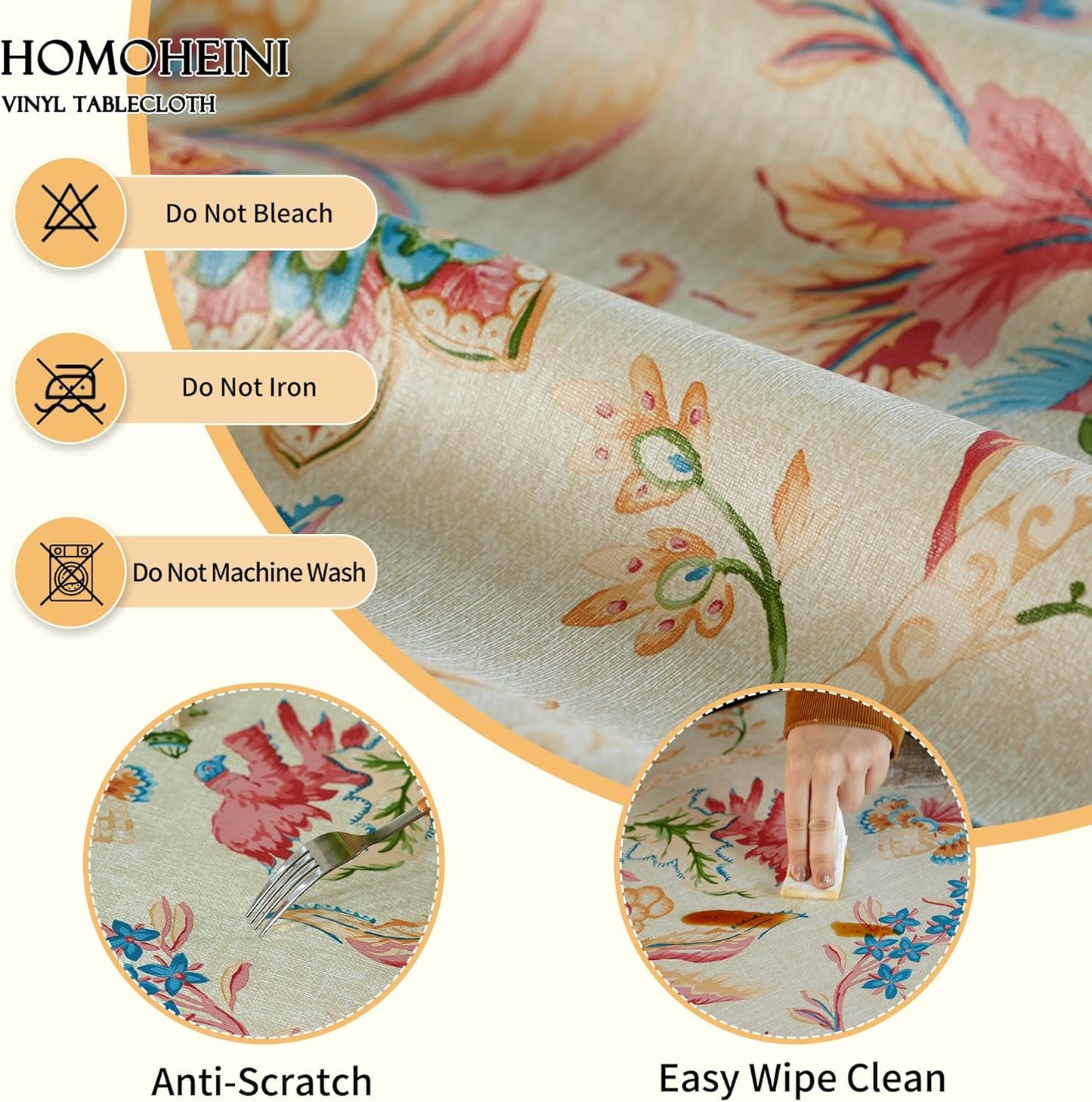 Rectangle Table Cloth,100% Waterproof Tablecloth Oil Proof Spill Proof Vinyl Table Cloth, Wipe Clean Plastic Table Cover for Dining, Camping, Indoor and Outdoor 52" x 70",Leaves