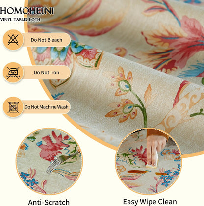 Rectangle Table Cloth,100% Waterproof Tablecloth Oil Proof Spill Proof Vinyl Table Cloth, Wipe Clean Plastic Table Cover for Dining, Camping, Indoor and Outdoor 52" x 70",Leaves