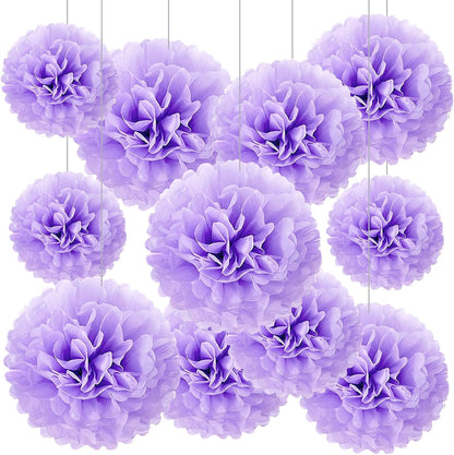 Tissue Paper Pom Poms, Pink Tissue Paper Flowers, Hanging Flower Balls for Weddings Fiesta Parties Birthday Baby Showers Classroom Bridal Shower Decoration (18Piece Set-6/10/12/14Inch)