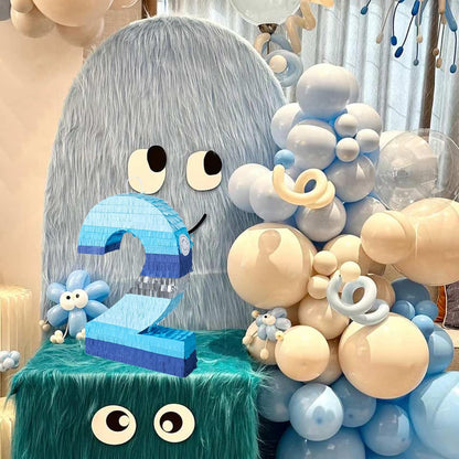 PCFING 20 Inch Number 3 Piñata Blue Silver with 30 Inch Piñata Stick Blindfold Confetti for Boys Girls Adults Birthday Party Decorations, Anniversary Celebration, Fiesta