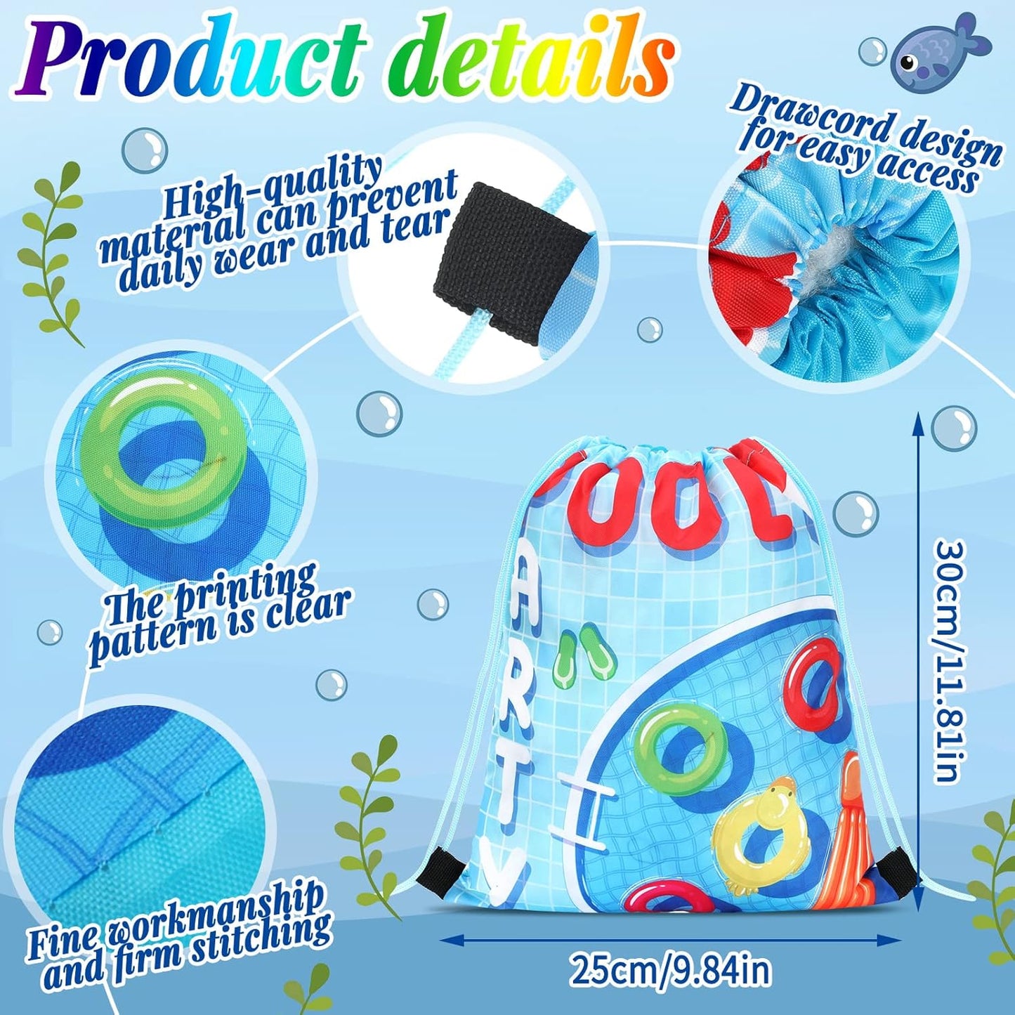 Marsui 24 Pcs Glowing Party Favor Drawstring Bags Gift Goodie Candy Favors Bags for Birthday Party Supplies