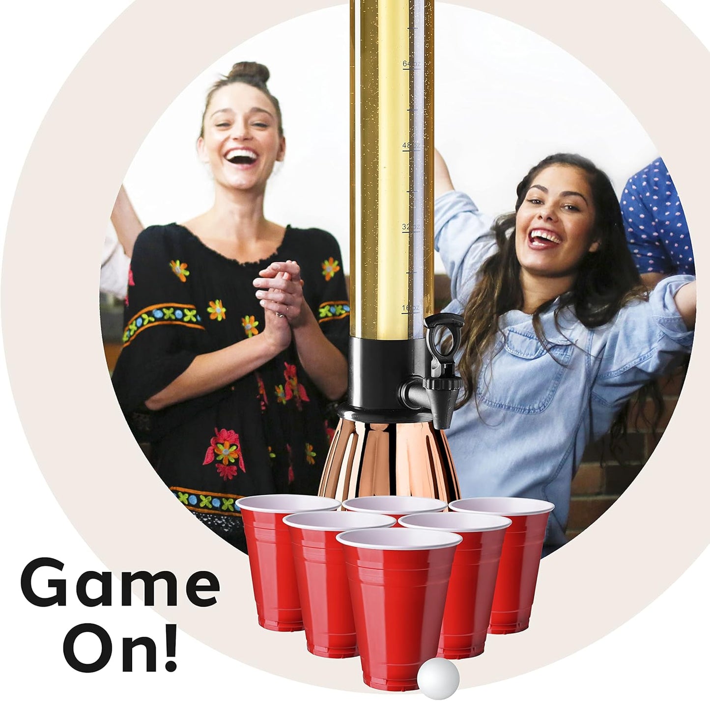OGGI Beer Tower 88oz - Beverage Dispenser with Spigot & Ice Tube, Margarita Tower, Mimosa Tower, Perfect Drink Dispensers for Parties, Drink Tower, Holds 6 Pints of Beer – Stainless