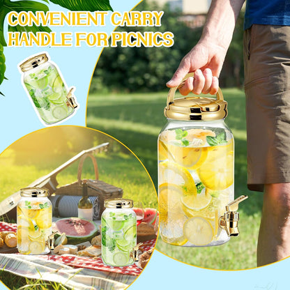 Havawish 2 Pcs 1 Gallon Plastic Beverage Dispenser with Spigot Clear Summer Kitchen Fridge Drink Dispenser for Parties Lemonade Juice Tea Beer Cold Water (Red,Cylinder)