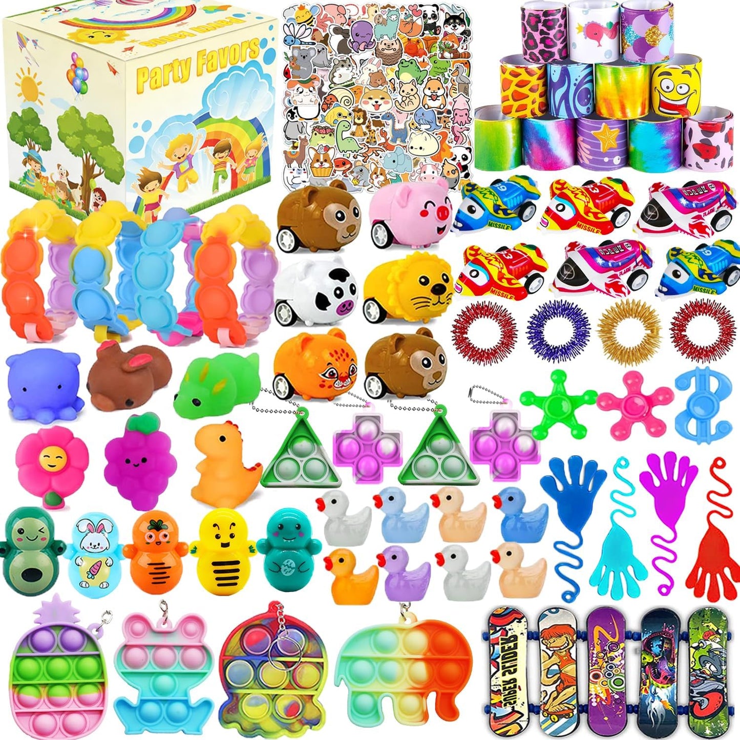 154 Pack Party Favors for Kids 8-12 4-8, Pop Fidget Toys, Treasure Box Toys for Classroom, Easter Egg Fillers, Birthday Gifts, Classroom Prizes, Pinata Filler, Goodie Bags Stuffers for Kids
