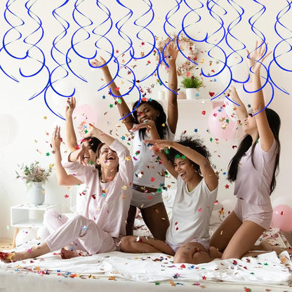 30 Pieces Hanging Swirl Party Decorations Foil Decorations Ceiling Swirl Spiral Hanging Plastic Streamer for Ceiling Birthday Graduation Wedding Celebration Baby Shower Party Supply (Black)