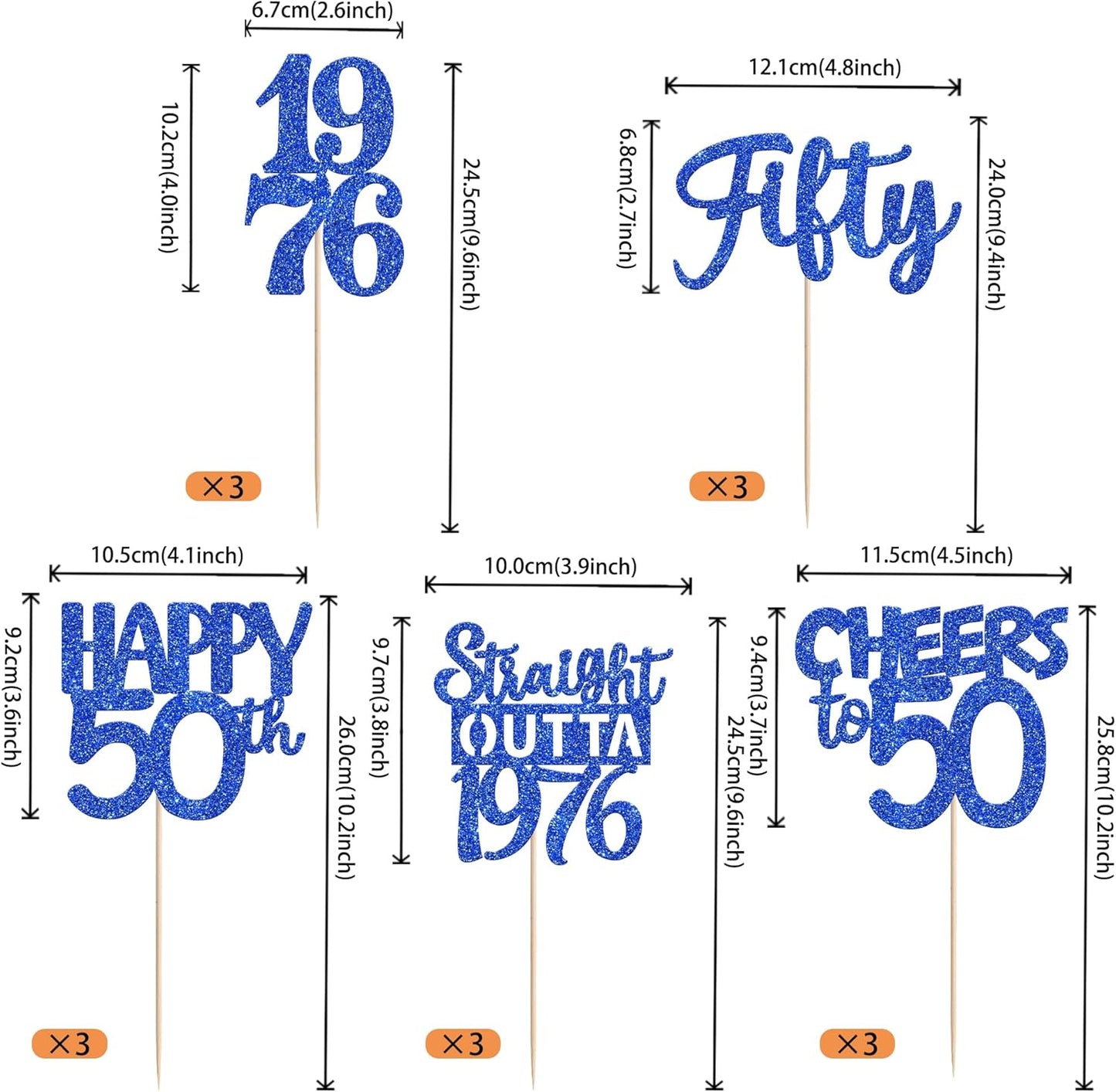 15 PCS 50th Birthday Centerpiece Sticks Fifty Happy 50th Straight Outta 1976 Table Flower Centerpieces Sticks Cheers to 50 Floral Decorations for 50th Birthday Party Centerpieces Supplies Black