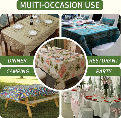 Rectangle Table Cloth,100% Waterproof Tablecloth Oil Proof Spill Proof Vinyl Table Cloth, Wipe Clean Plastic Table Cover for Dining, Camping, Indoor and Outdoor 52" x 70",Leaves
