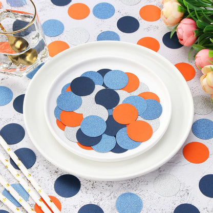 Navy Blue White Gold Confetti Birthday Decorations for Boys Glitter Paper decor Sprinkles Biodegradable Table Confetti Round for Graduation Wedding Baby Shower Party Lasting Surprise 300pcs