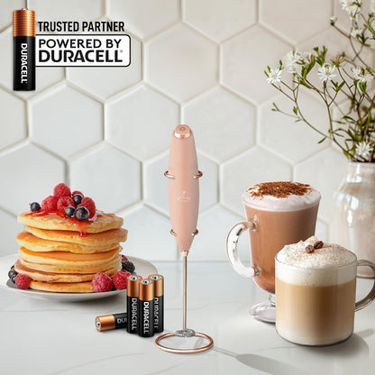 Zulay Kitchen Powerful Milk Frother Wand With Duracell Batteries - Ultra Fast Handheld Drink Mixer - Electric Whisk Foam Maker for Coffee, Lattes, Cappuccino & Matcha - Z1 Motor - Black - Colors C