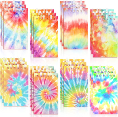 Dianelhall 24 Pcs Mini Tie Dye Notebooks Colorful Party Favors Mini Spiral Notepads Party Supplies for Kids End of Year Graduation Kindergarten Preschool Birthday School Classroom Gifts