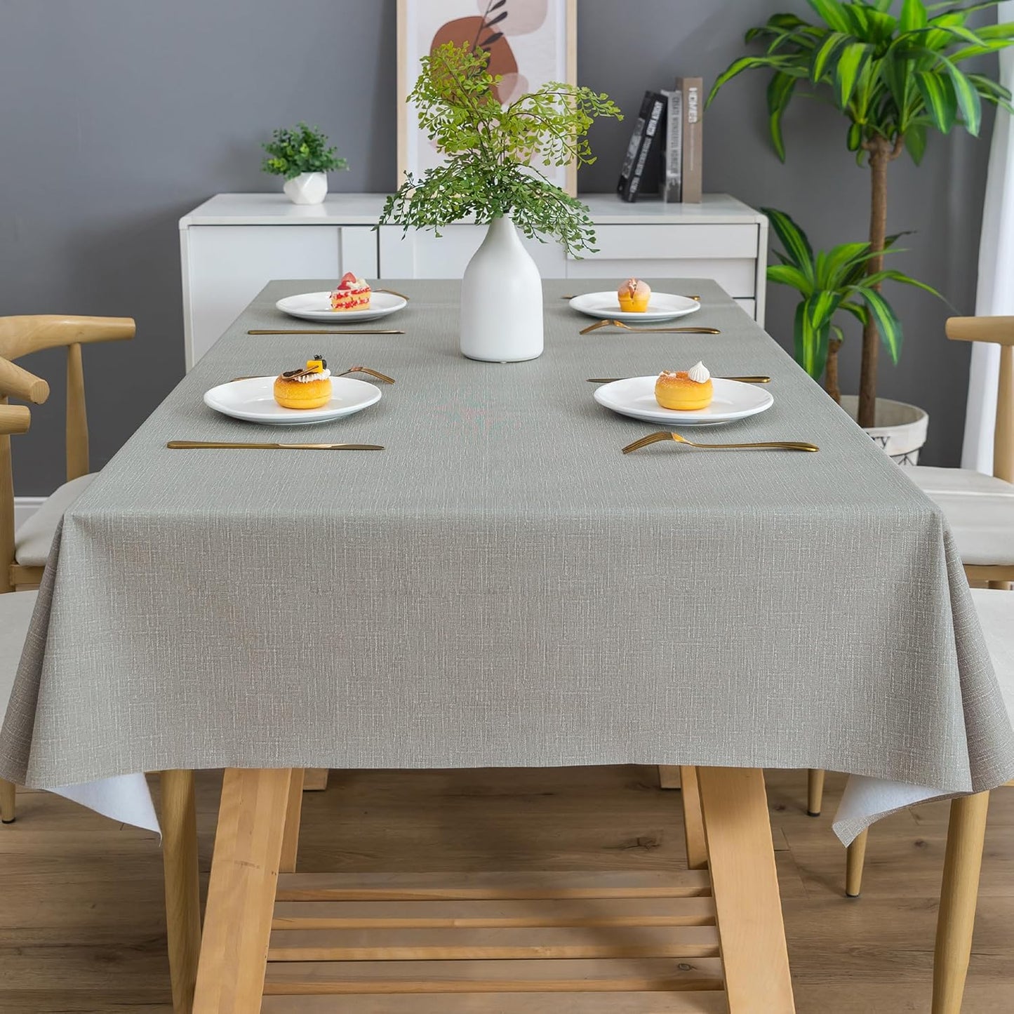 Rectangle Table Cloth,100% Waterproof Tablecloth Oil Proof Spill Proof Vinyl Table Cloth, Wipe Clean Plastic Table Cover for Dining, Camping, Indoor and Outdoor 52" x 70",Leaves