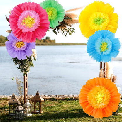 Giegxin 20 Pcs 31.5'', 23.6'', 11.8'', 9.8'' Pink Giant Paper Flower Boho Large Tissue Flower for Wall Pink Pom Pom Floral Decoration for Wall Wedding Bridal Shower Classroom Tea Party Birthday Decor