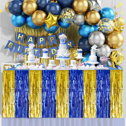 BEISHIDA 2 Pack Metallic Tinsel Foil Fringe Table Skirts for Rectangle & Round Tables Hot Pink Kids' Birthday, Holiday Cartoon Party Decorations for Birthday Valentines Baby Shower Festive Events