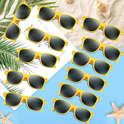 NEBURORA 6 Pack Black Sunglasses Bulk Retro Black Shades Party Sunglasses for Adult Men Women Summer Beach Party Accessories