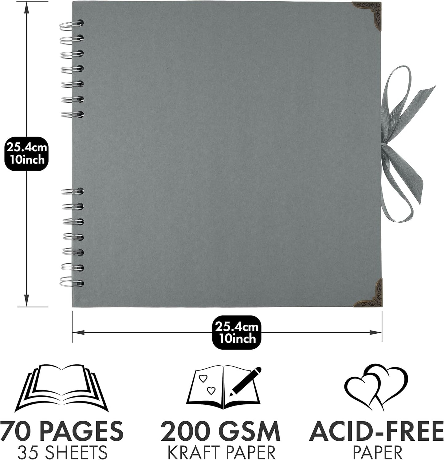 Bstorify Scrapbook Album 60 Pages (8 x 8 Inch) Brown Thick 200gsm Kraft Paper, Photo Album Scrapbook, Memory Book - Ideal for Your Scrapbooking Albums Art & Craft Projects