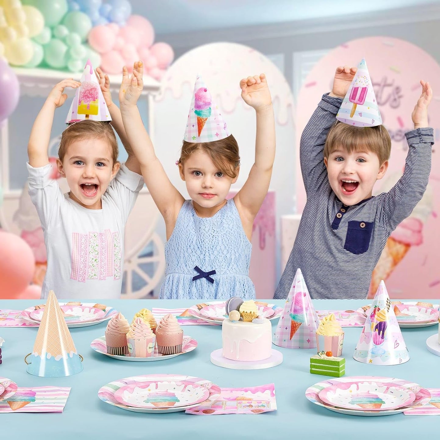 WERNNSAI Birthday Party Hats - 12 Pcs Birthday Party Supplies Cone Hat Headbands Colorful Paper Party Hats for Kids