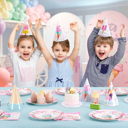 WERNNSAI Birthday Party Hats - 12 Pcs Birthday Party Supplies Cone Hat Headbands Colorful Paper Party Hats for Kids
