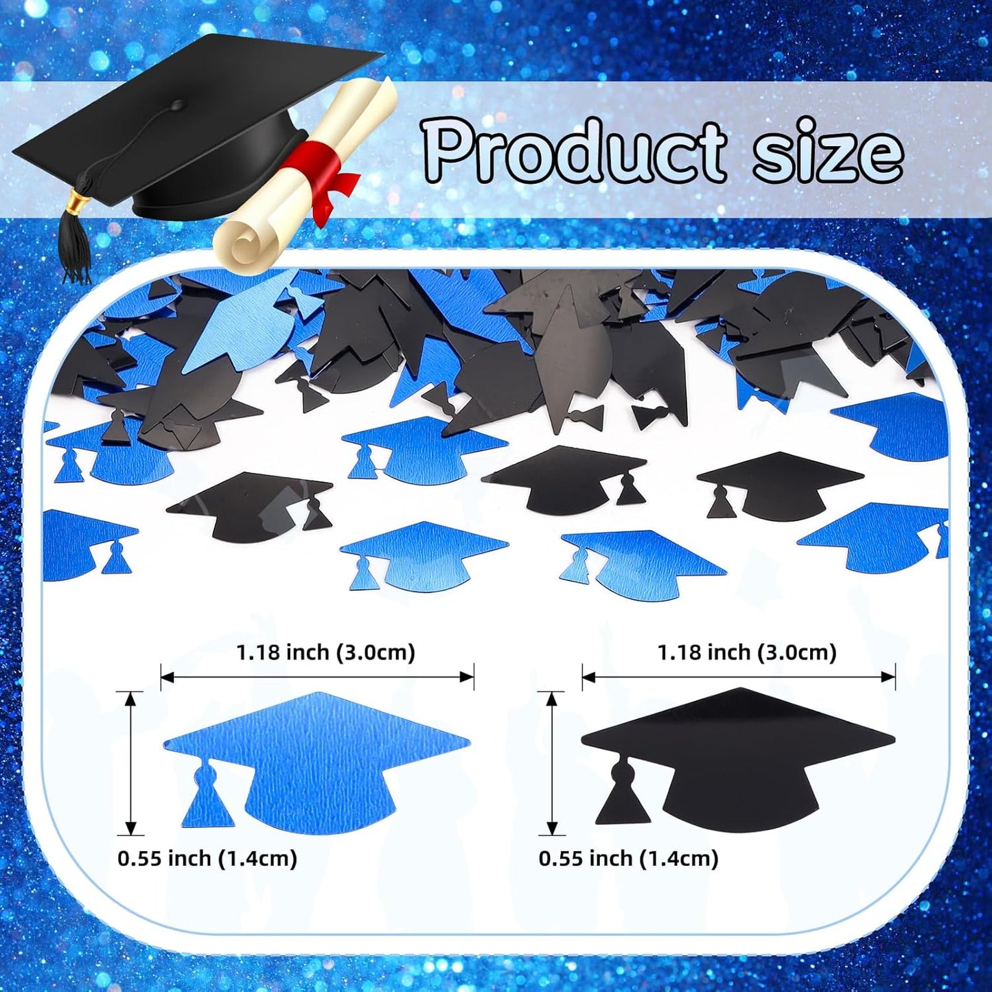 Silver and Blue Graduation Confetti 2026, 1000 Pcs Class of 2026 Table Centerpiece Grad Confetti for 2026 Graduation Party Decorations Supplies