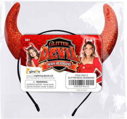 Giraffe Manufacturing Red Devil Horns Headband for Kids and Women - Glitter Devil Ears Dragon Horns Devil Costume Accessories - Cosplay New year Theme Parties Apparel Accessories for Women
