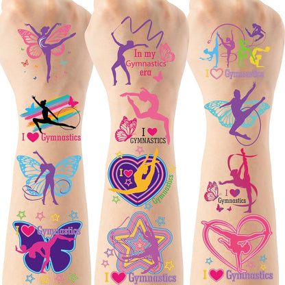 Gymnastic Temporary Tattoos Stickers - 200+ Sport Tattoo for Birthday Party Decorations, Dance Favors Supplies for Girls Boys, School Class Prize(8 Sheets)
