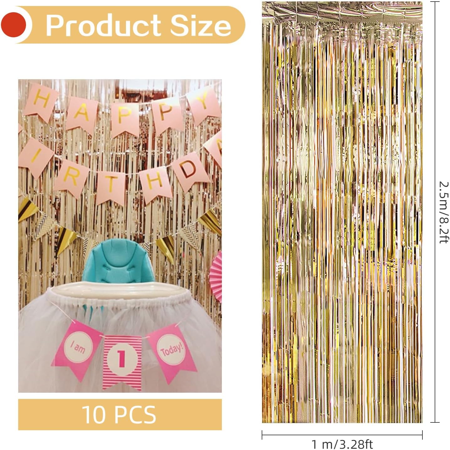 10 Pack Silver Backdrop Curtain 3.2ft x 8.2ft Metallic Tinsel Foil Fringe Curtains Photo Booth Background for Birthday Party Decoration Baby Shower Engagement Wedding Christmas Decoration (Silver)