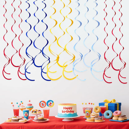 36 Pcs Blue Hanging Swirl Decorations Ombre Royal Blue White Felt Swirl Streamer Spiral Ceiling Garland for Birthday Wedding Baby Shower Graduation Under The Sea Nautical Ahoy Achor Party Supplies
