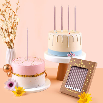Pink Gold Long Thin Birthday Candles, Cake Candles, Birthday Parties, Wedding Decorations, Party Candles