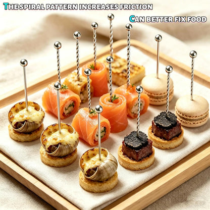 Homestia Stainless Steel Cocktail Picks, 4.7 Inch Reusable Martini Olive Picks, Metal Garnish Skewers for Drinks, Appetizers, Bloody Mary - Set of 6 Metal Cocktail Picks for Party Bar