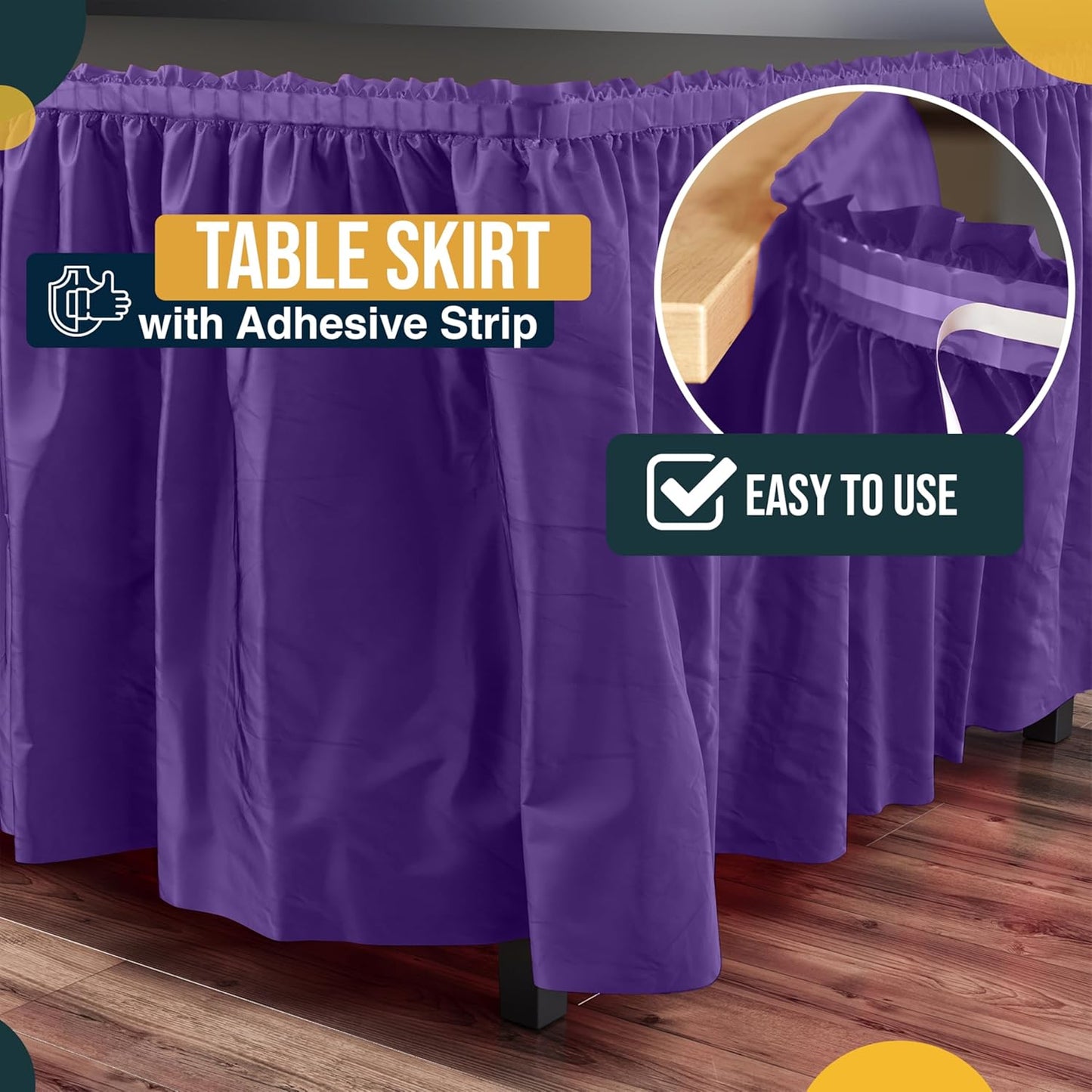 Exquisite Ruffle Table Skirt Black 6 Pack 14 Ft Long Table Skirts for Rectangle Tables 6ft Plus or Round Tables Skirts with Adhesive Strip for Gender Reveal Decor & Happy Birthday Parties
