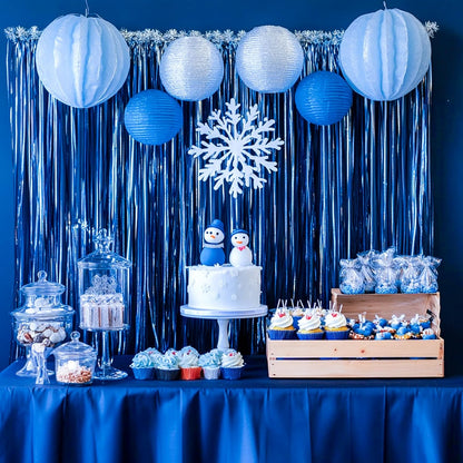 PartyWoo Silver Streamers 3pcs Tinsel Backdrop 8.2FT Metallic Tinsel Foil Fringe Streamer Curtains Party Photo Booth Backdrop for Graduation Baby Shower Bachelorette Wedding Disco Party Decorations