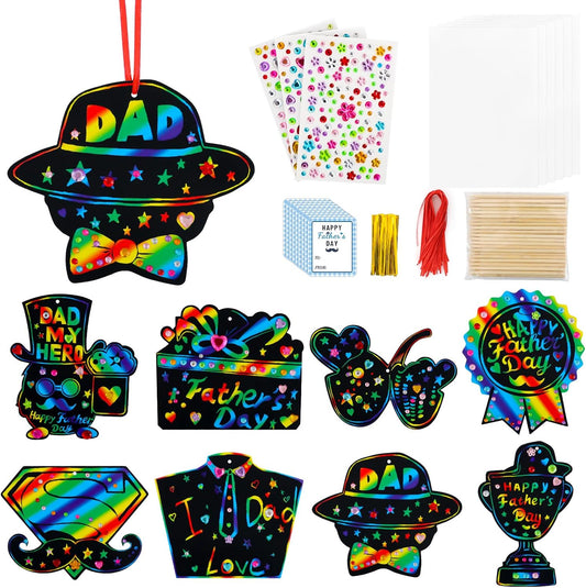 48 PCS Mother's Day Crafts for Kids Scratch Cards DIY Mother's Day Rainbow Paper Craft Floral Butterfly Trophy Hanging Decoration for Gifts Favors Party Supplies Home School Classroom Activities