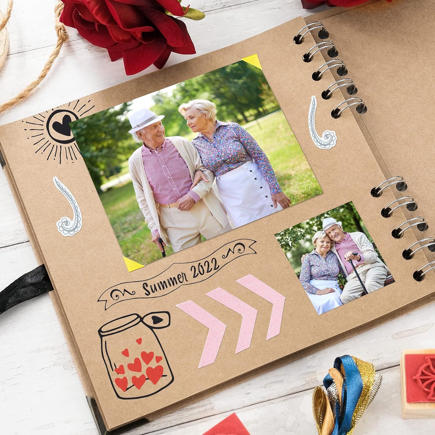 Bstorify Scrapbook Album 60 Pages (8 x 8 Inch) Brown Thick 200gsm Kraft Paper, Photo Album Scrapbook, Memory Book - Ideal for Your Scrapbooking Albums Art & Craft Projects