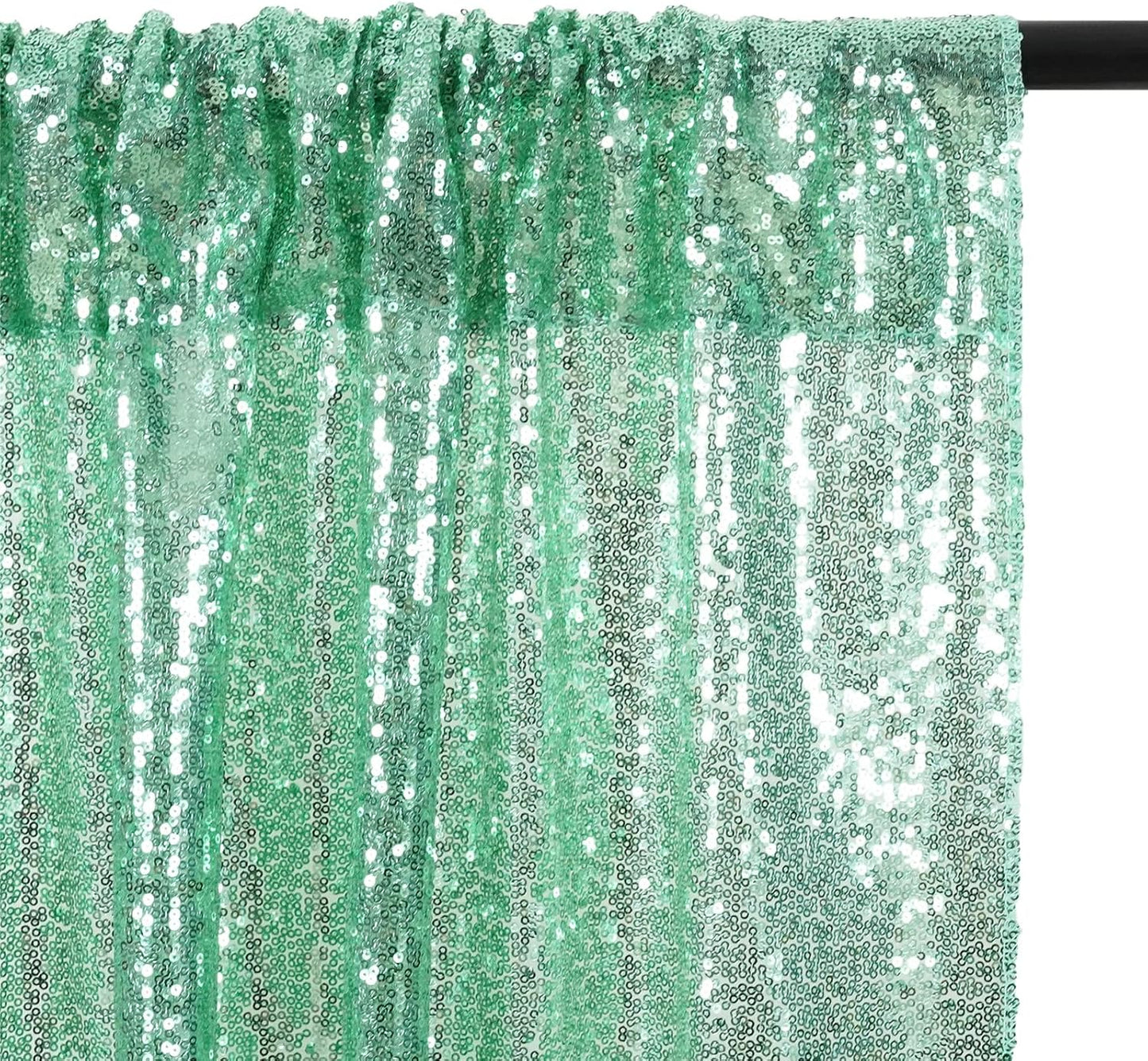 Poise3EHome Black Sequin Backdrop Curtains, 2 Panels 2FTx8FT Glitter Photo Booth Backdrop for Halloween Birthday Bachelorette Wednesday Twilight Party Decorations