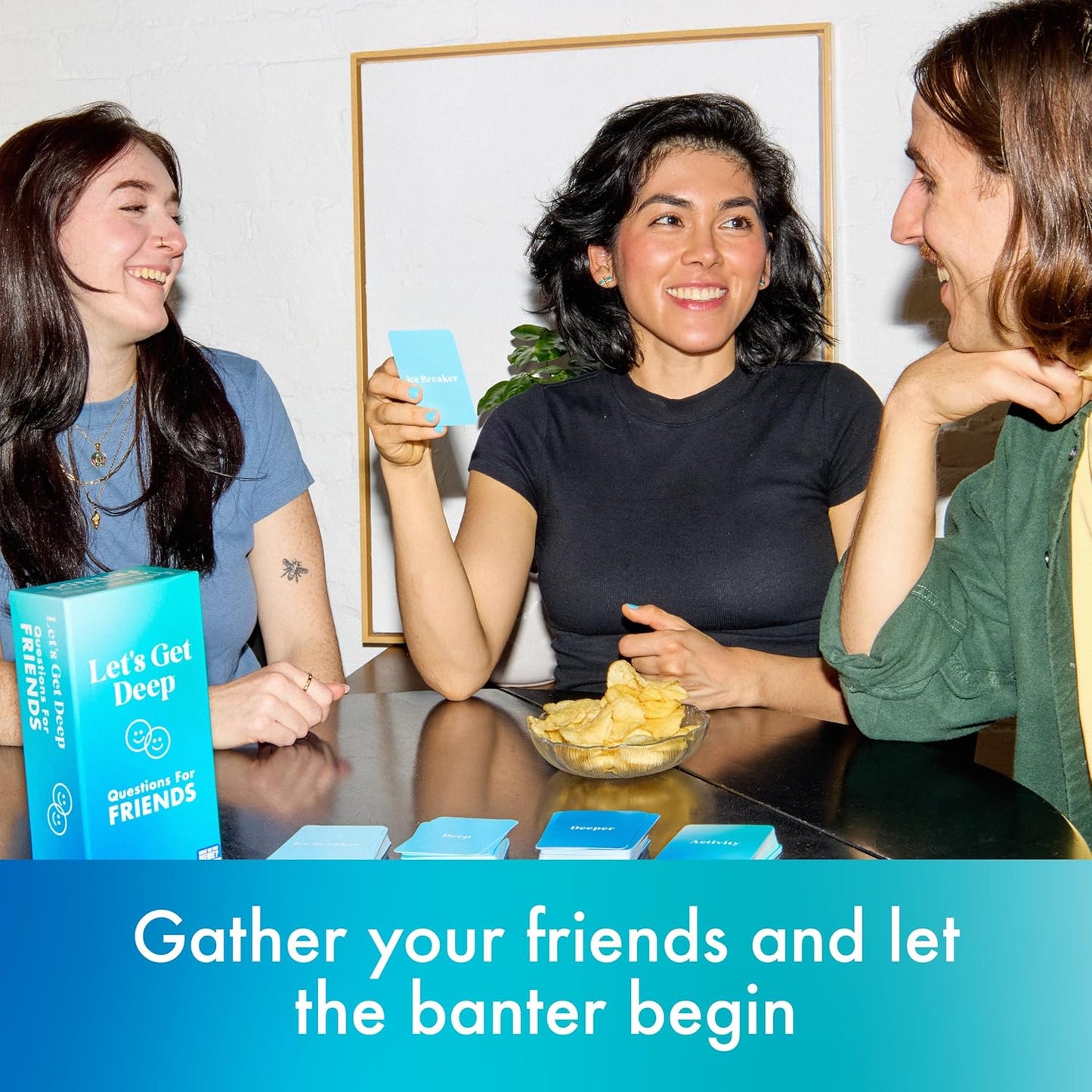 Let's Get Deep: Friends Edition by Relatable, Fun Group Card Game, Easy Adult Game for Game Night, Perfect for Party Games with Friends, Includes 400 Question Cards, Three Increasingly Personal Levels