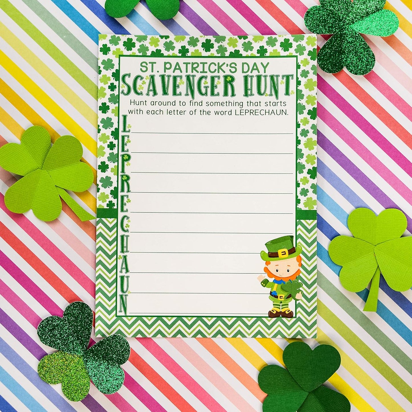 St. Patrick's Day Scavenger Hunt Word Scramble Holiday Fill In Game Cards, Ten 5" x 7" Fill In The Blank Cards by AmandaCreation