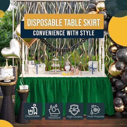 Exquisite Ruffle Table Skirt Black 6 Pack 14 Ft Long Table Skirts for Rectangle Tables 6ft Plus or Round Tables Skirts with Adhesive Strip for Gender Reveal Decor & Happy Birthday Parties