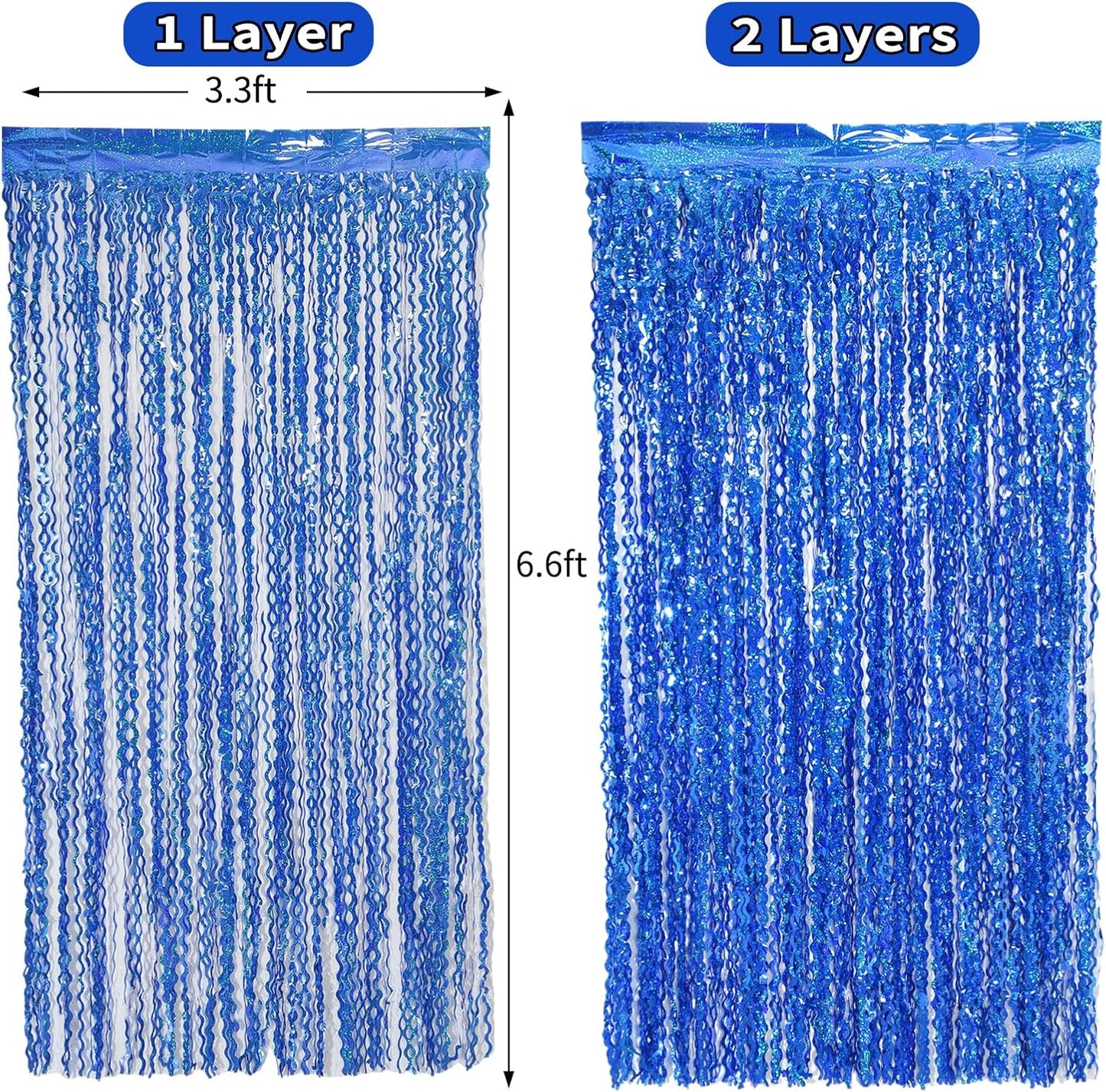 4 Pack Wavy Champagne Gold Metallic Tinsel Foil Fringe Curtains Backdrop - 3.3X6.6ft Foil Fringe Backdrop for Parties | Door Streamers for Birthday | Photo Booth Backdrops Party Decor