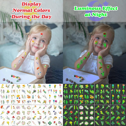 96 PCS Small Wildflower Floral Pre–Cut Temporary Tattoos Birthday Party Decorations Supplies Favors Spring Flower Bouquets Decor Stickers Gifts Boys Girls Classroom School Prizes Reward (Normal)