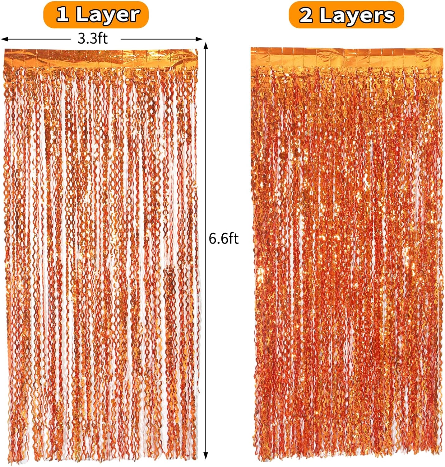 4 Pack Wavy Champagne Gold Metallic Tinsel Foil Fringe Curtains Backdrop - 3.3X6.6ft Foil Fringe Backdrop for Parties | Door Streamers for Birthday | Photo Booth Backdrops Party Decor