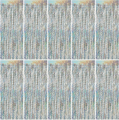 Tinsel Foil Fringe Curtains Wavy Backdrop for Parties Sparkle Metallic Wavy Foil Fringe Backdrop Curtain for Party Decorations Photo Booth Props for Birthday Graduation Wedding