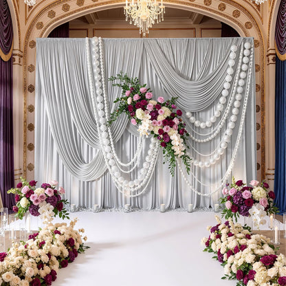 10ftx10ft Black Backdrop Curtains for Weddings Parties, Wrinkle Free 2 Panels Silky Polyester Photo Backdrop Drapes Back Drop Cloth Drapery for Birthday Mother'sDay Photography Background
