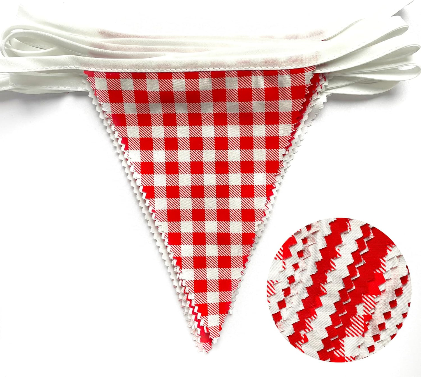32Ft Dusty Blue Party Decorations Retro Blue Gingham Triangle Banner Flag Pennant Fabric Garland Streamers for Nautical Wedding Birthday Ahoy Achor Bridal Baby Shower Under The Sea Decor Supplies