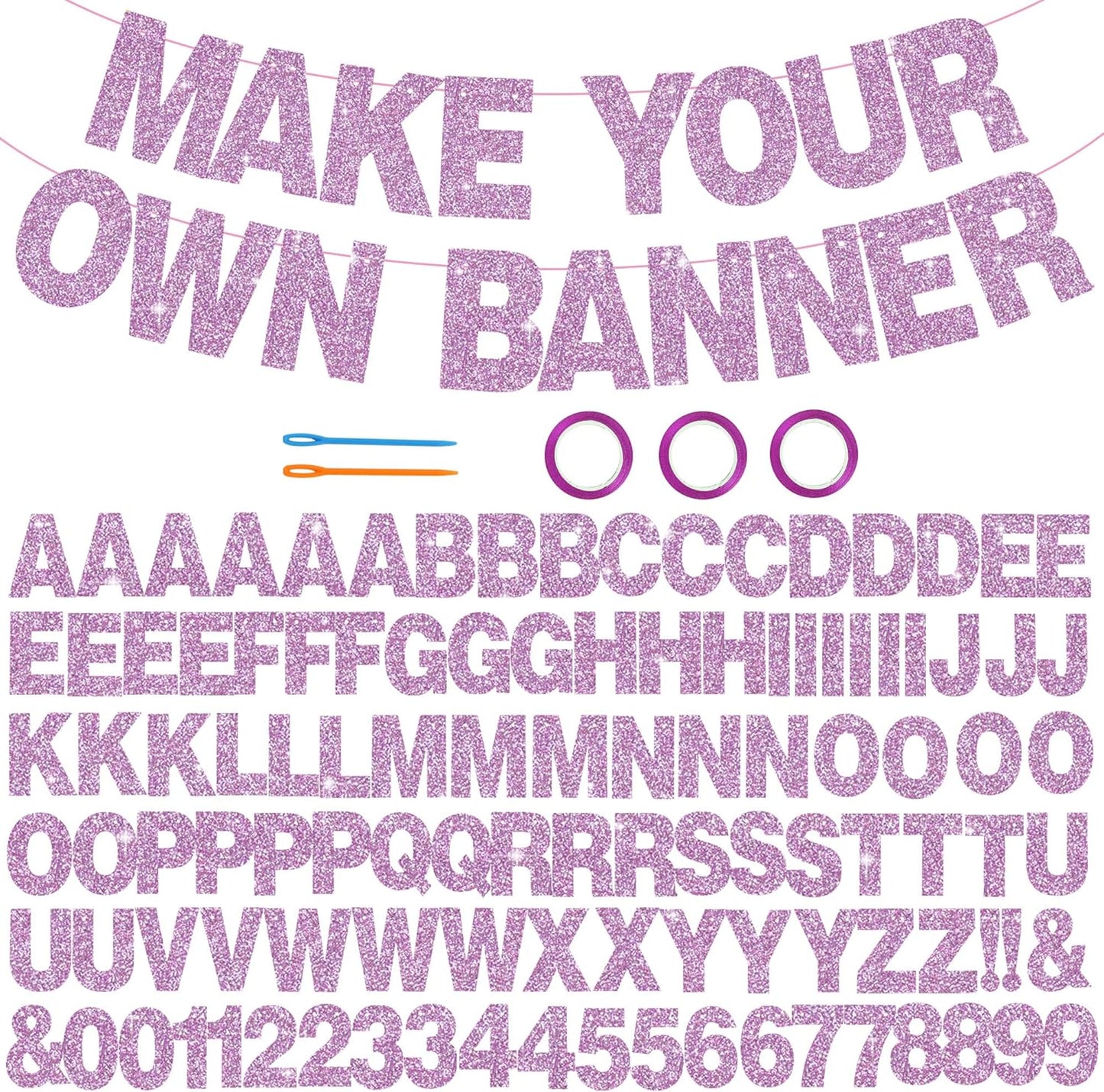 BEISHIDA 116 PCS A-Z DIY Letter Banner Kit Make Your Own Banner Including 111 Letters and Numbers 3 Rope and 2 Threading Device,Customized for Birthday Graduation Wedding Decor Black