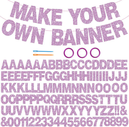 BEISHIDA 116 PCS A-Z DIY Letter Banner Kit Make Your Own Banner Including 111 Letters and Numbers 3 Rope and 2 Threading Device,Customized for Birthday Graduation Wedding Decor Black