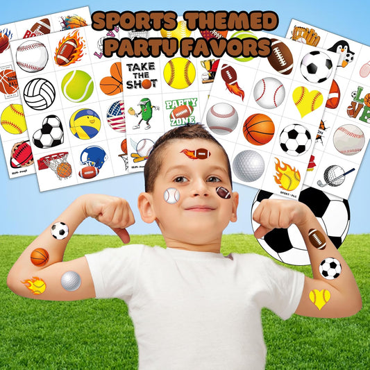 60 PCS Sports Ball Pre-Cut Temporary Tattoos Themed Birthday Party Decorations Favors Supplies Decor Basketball Football Baseball Soccer Tattoo Stickers Gifts For Boys Girls Class Prizes Carnival