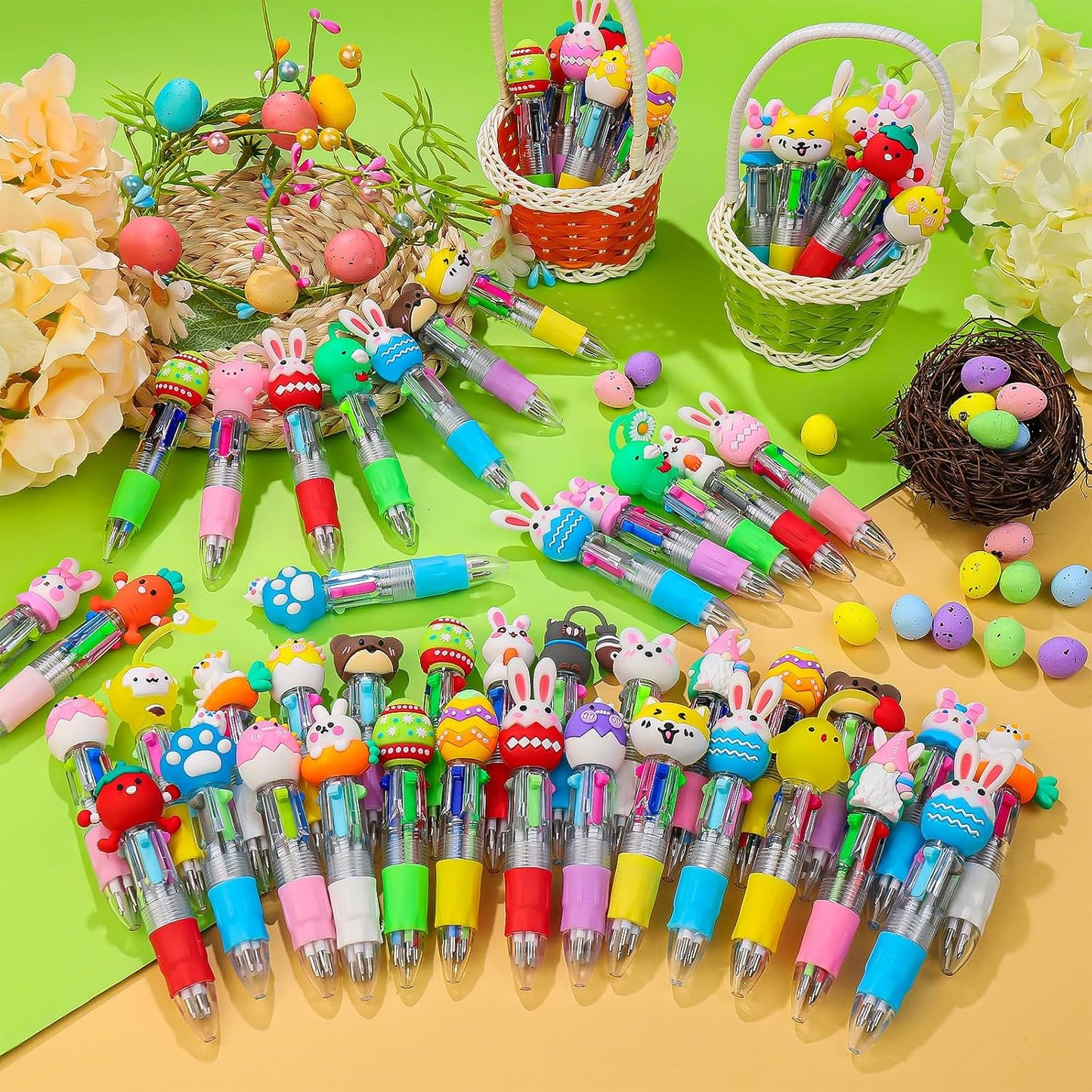 CZWZ 20Pcs Mini Multicolor Pens in One 4-in-1 Cute Pens Bulk for Kids, Fun Kawaii Ballpoint Pens for Birthdays and Children's Party Favors Gifts Teacher School Supplies