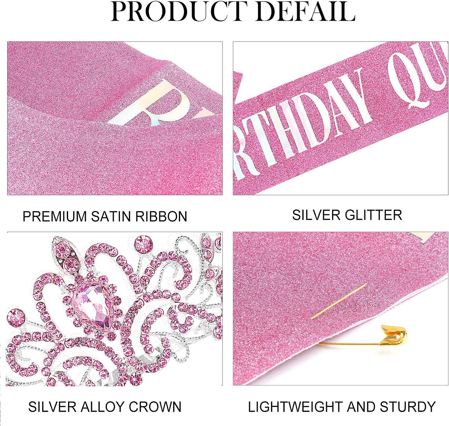 COCIDE Birthday Queen Sash & Rhinestone Tiara Set Gold Happy Birthday Crowns for Women Party Decoration Kit Rhinestone Headband for Women Glitter Crystal Hair Accessories for Cake Topper