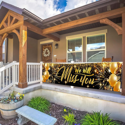 Welcome Banner - Black and Gold Welcome Home Decorations 6 x 1.3ft - Welcome Back Banner - We Missed You So Much