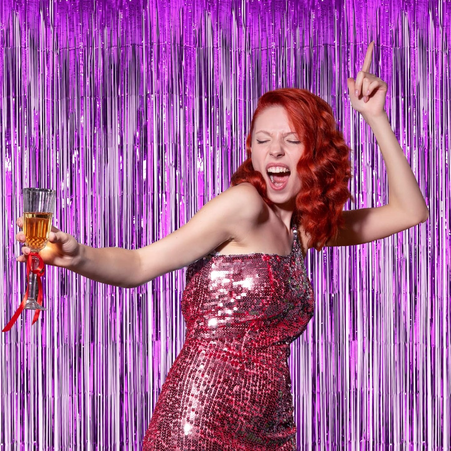 Voircoloria 3 Pack 3.3x8.2 Feet Gold Foil Fringe Backdrop Curtains, Tinsel Streamers, Fringe Backdrop for 2025 New Years Eve, Graduation, Birthday, Baby Shower, Gender Reveal, Disco Party - Colors A